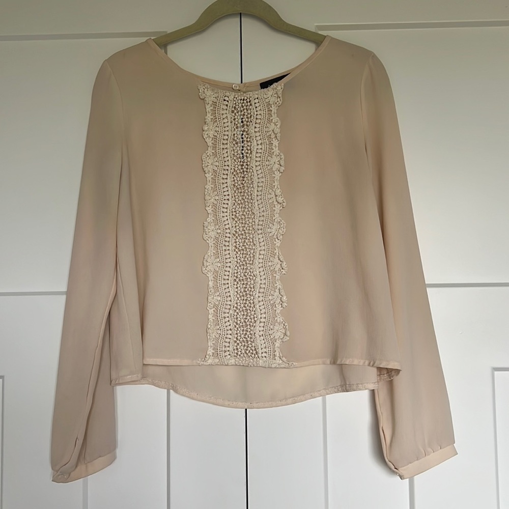 Blush pink long sleeve blouse